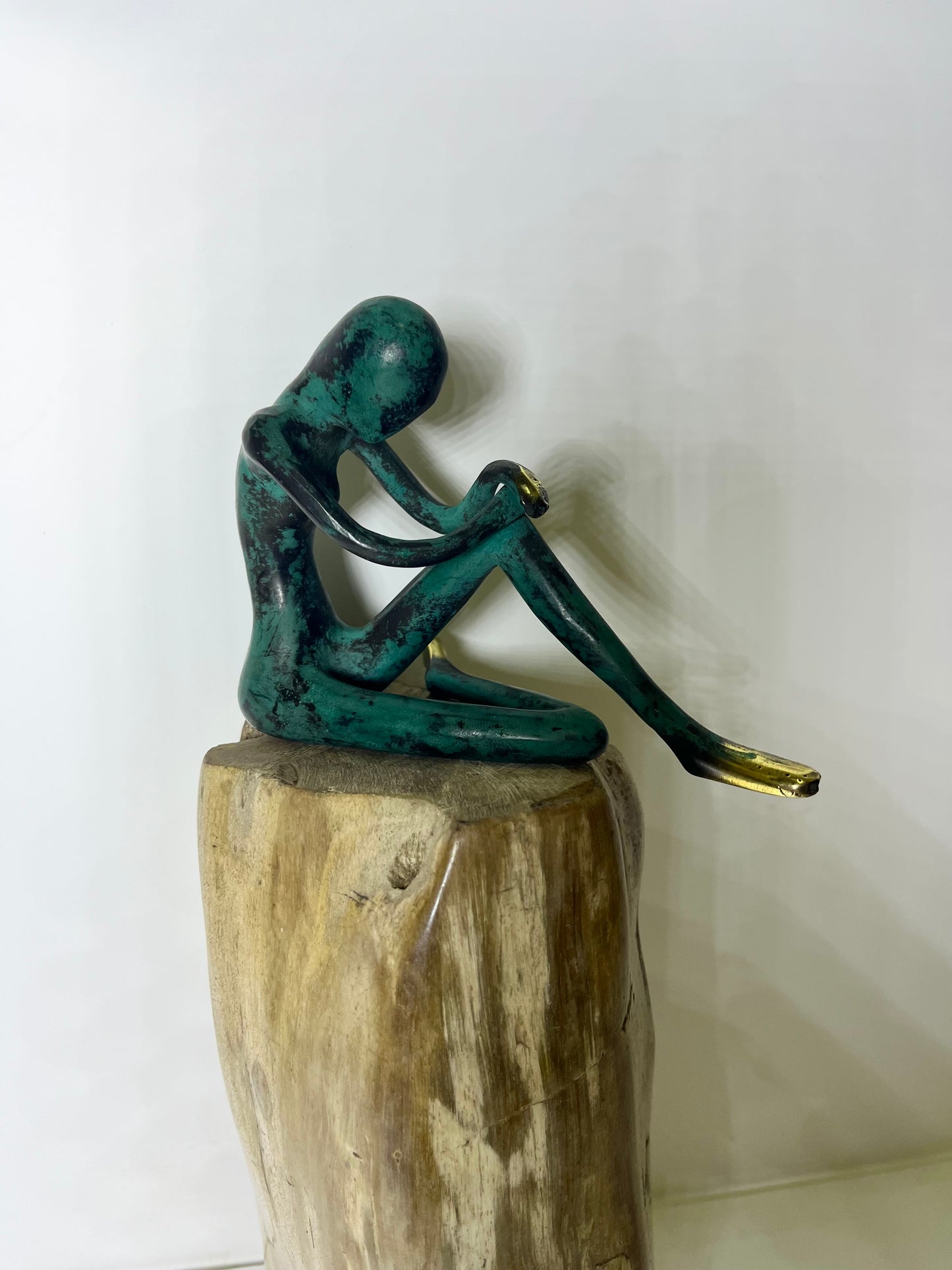 Bronze Abstract Pensive Woman Sculpture | Balinese Handcrafted Art