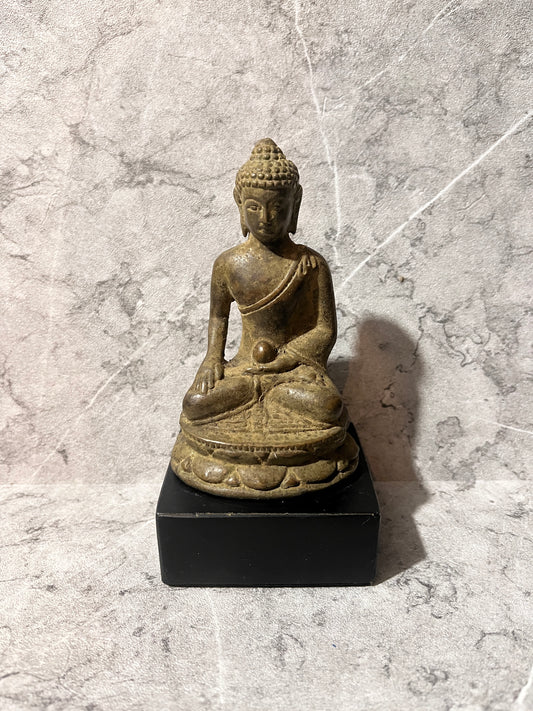 Bronze Buddha Meditation on Iron Stand – Handcrafted Balinese Figure Decoration