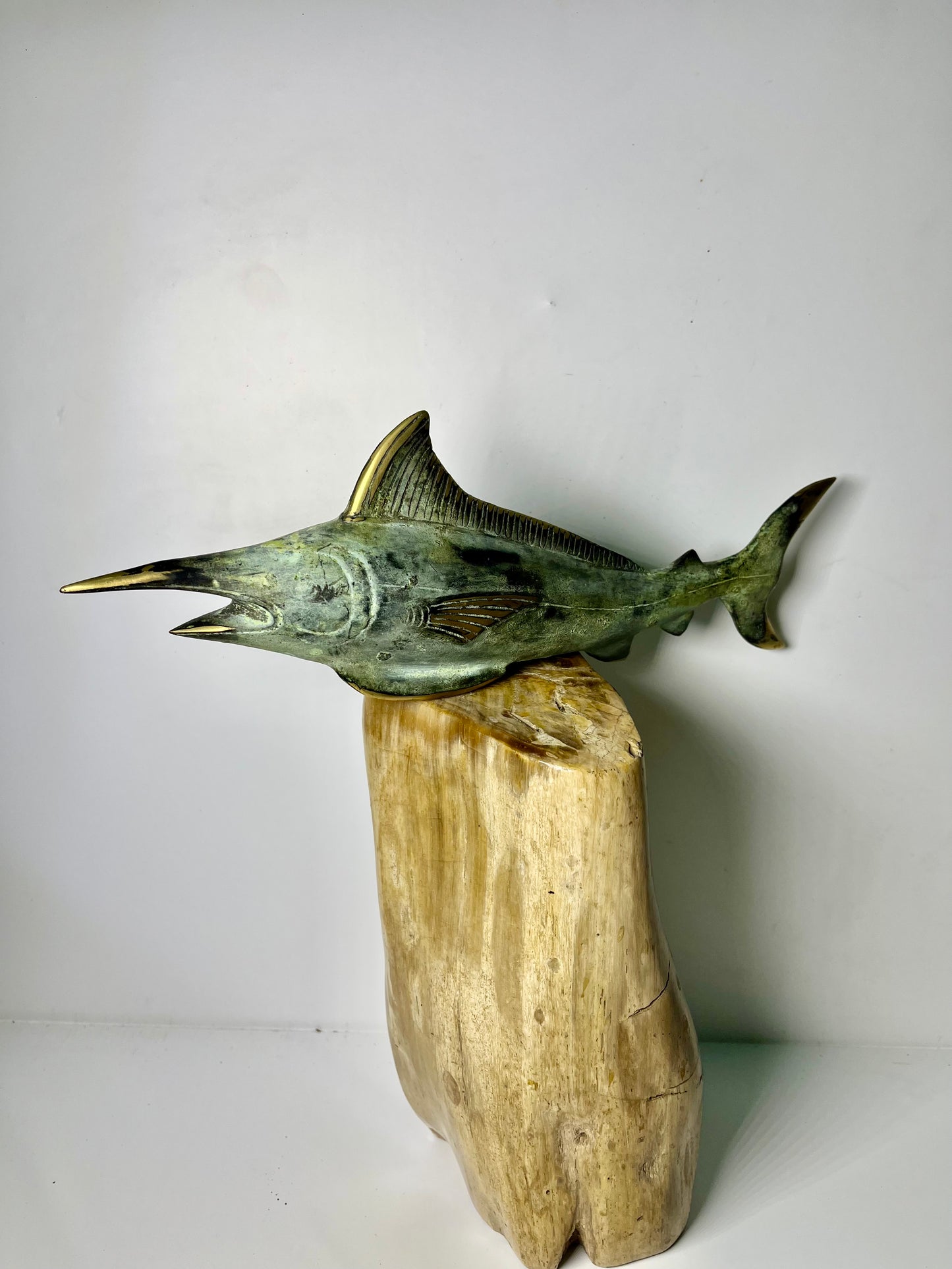 Handmade Bronze Marlin Sculpture: Balinese Marine Art Decor