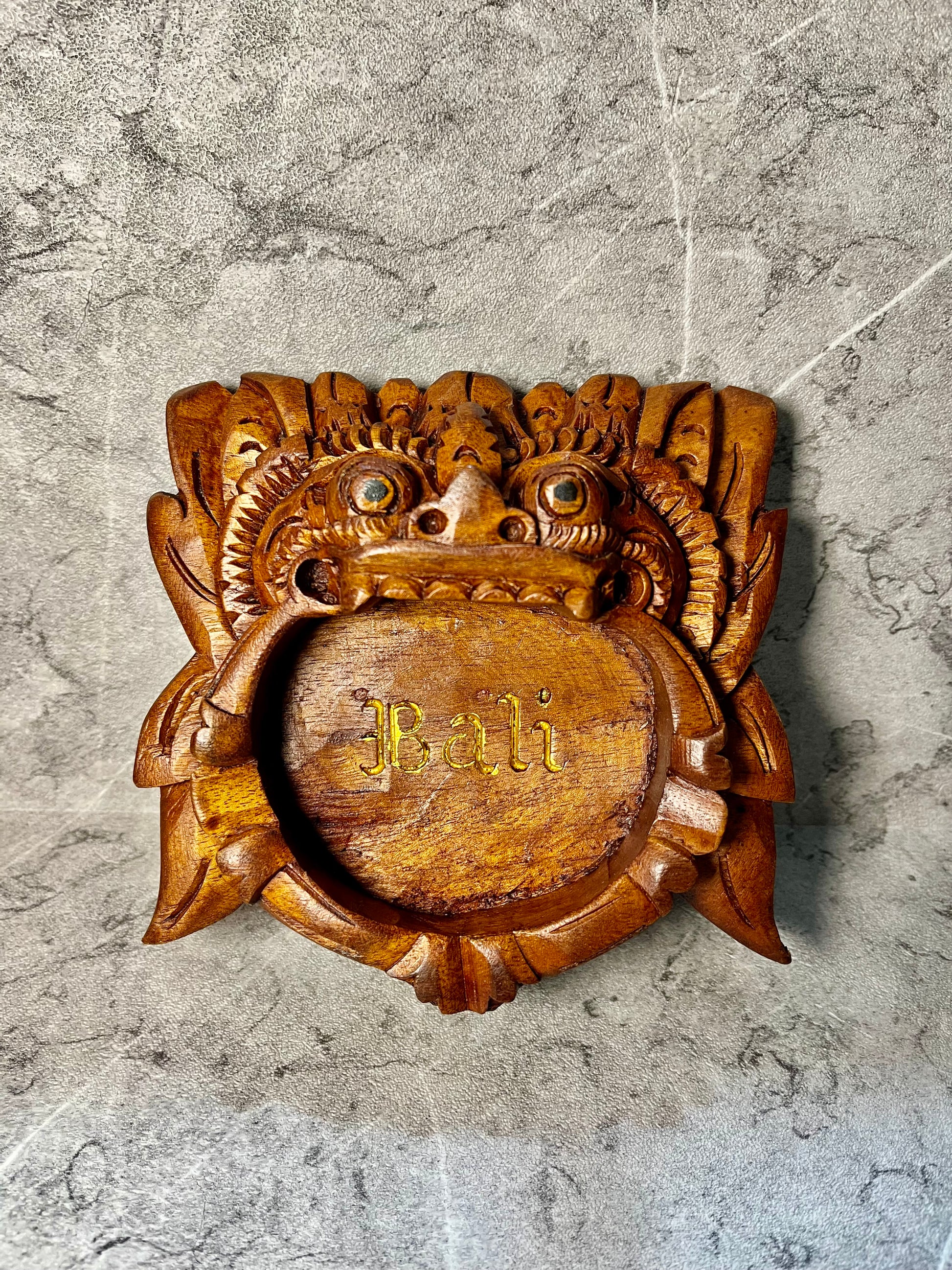 Wooden Balinese Barong Cigarette Ashtray