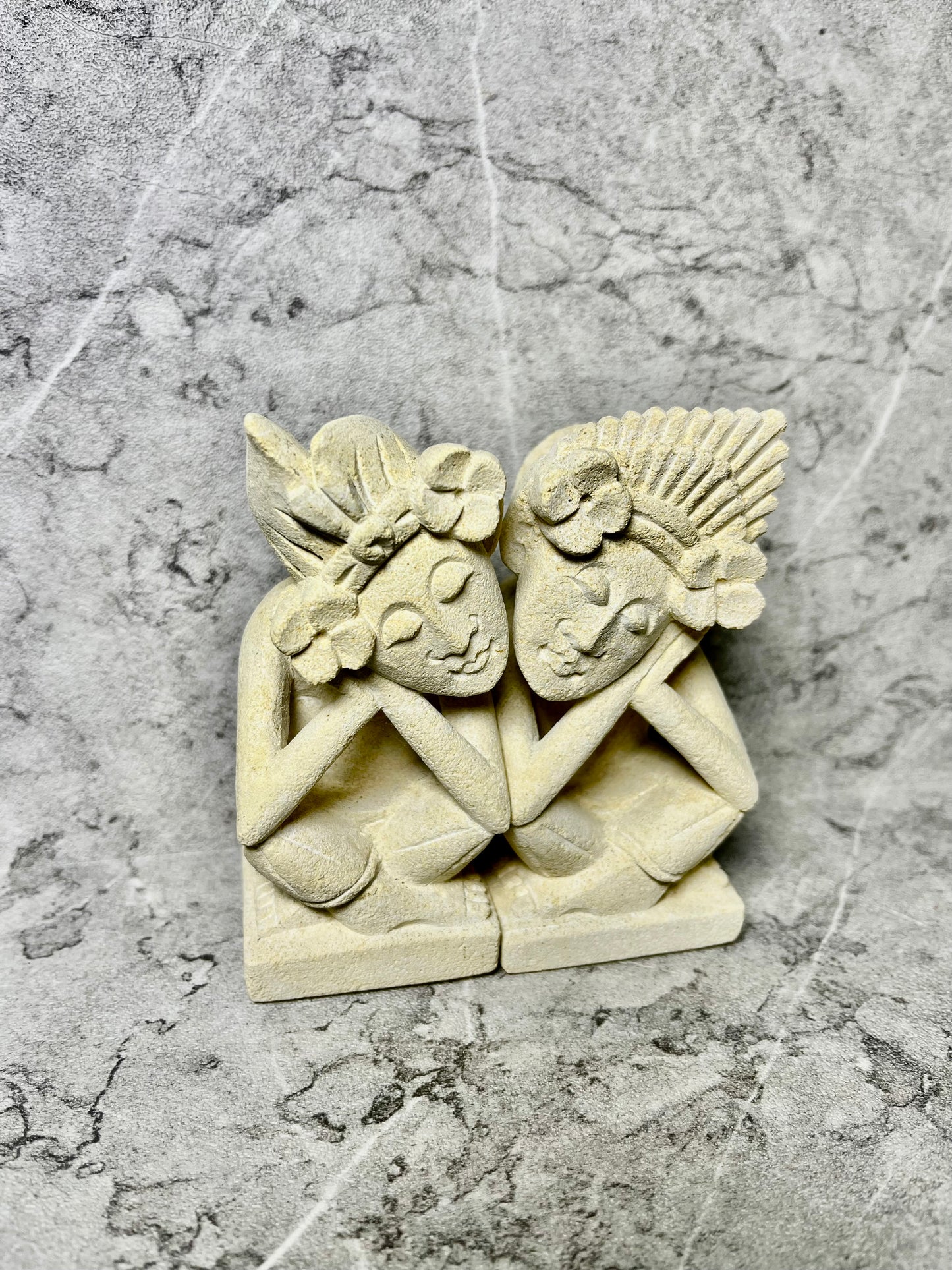 Balinese Wedding Couple – Hand-Carved Limestone Figures