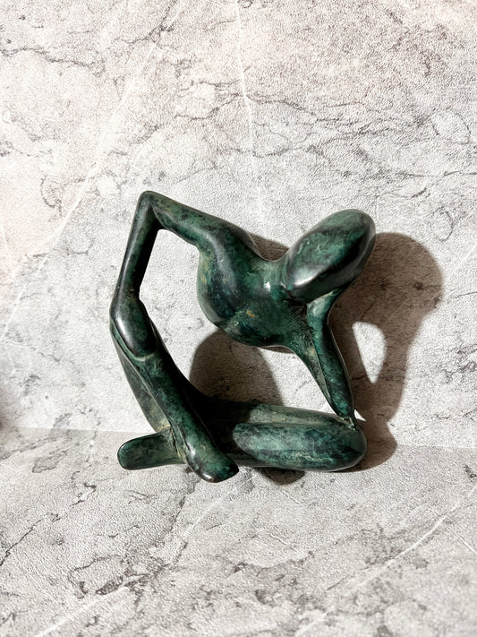 Abstract Bronze Woman Pensive Figure – Handmade Balinese Sculpture | Thoughtful Art Decoration