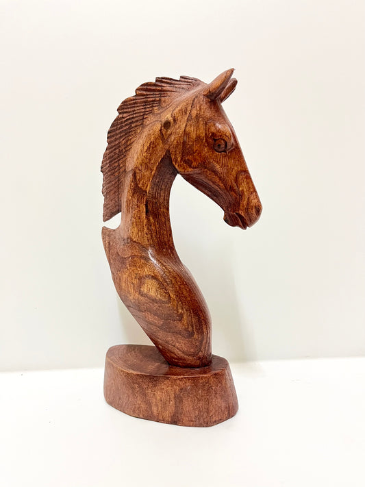 Wooden Horse Sculpture – Hand-Carved Balinese Equine Decor (8.3 inches)