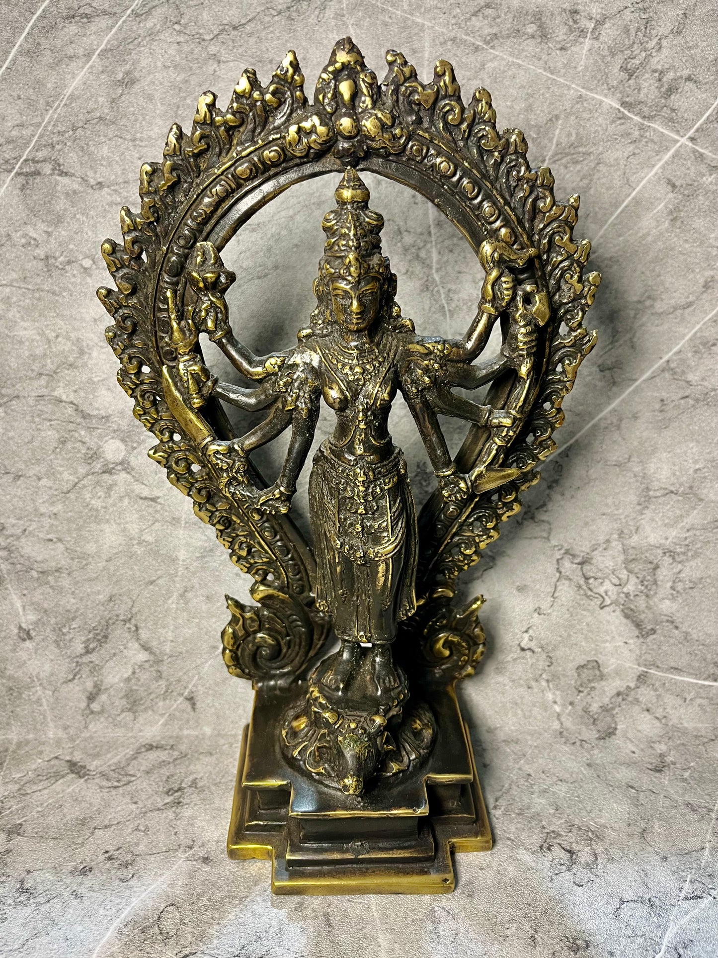 Handmade Bronze Mahakali Statue: Hindu Goddess Figure Decoration
