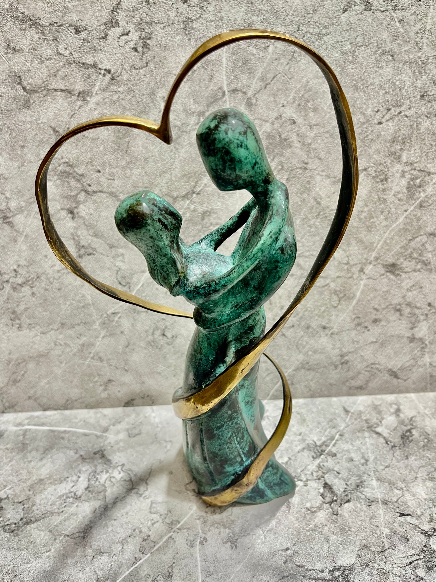 Balinese Bronze Love Couple Sculpture: Abstract Romantic Decor