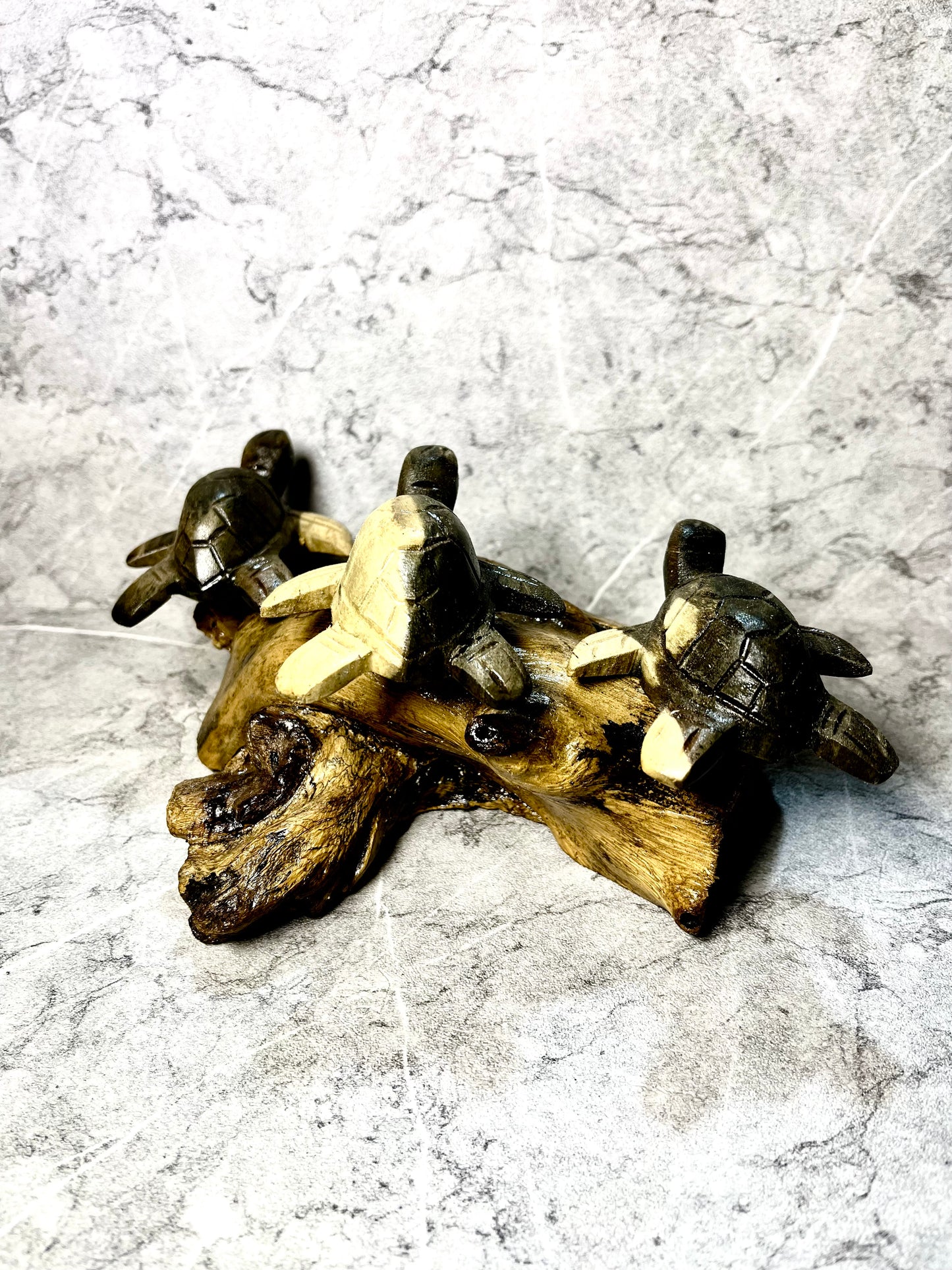 Trio of Tranquility – Wooden 3 Turtles Decoration Figure | Hand-Carved Balinese Art