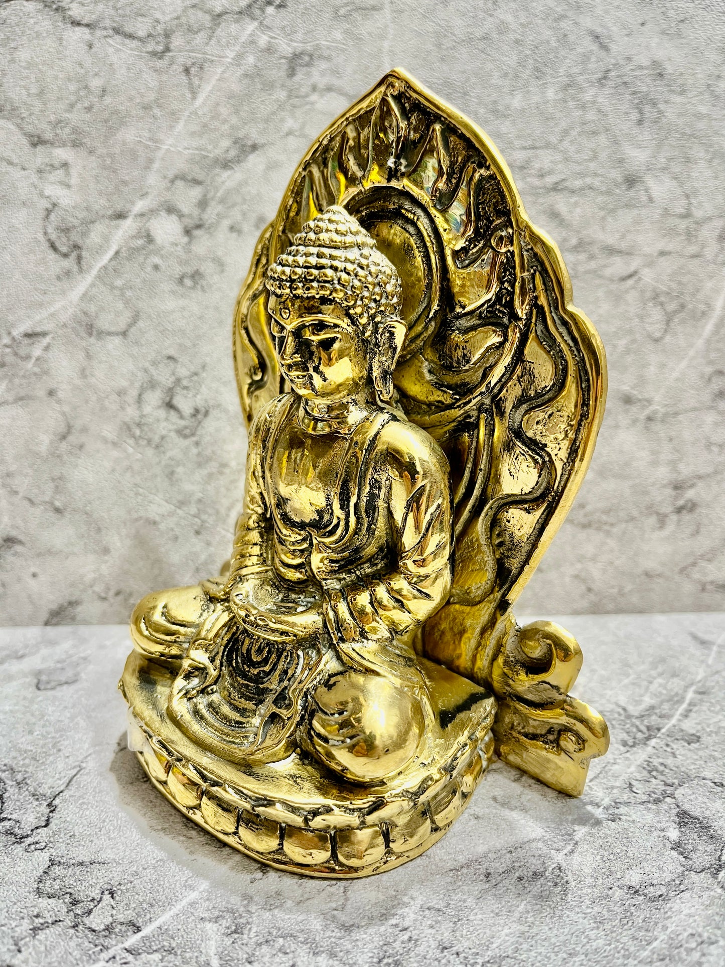 Golden Bronze Buddha Figure – Balinese Handcrafted Spiritual Decor