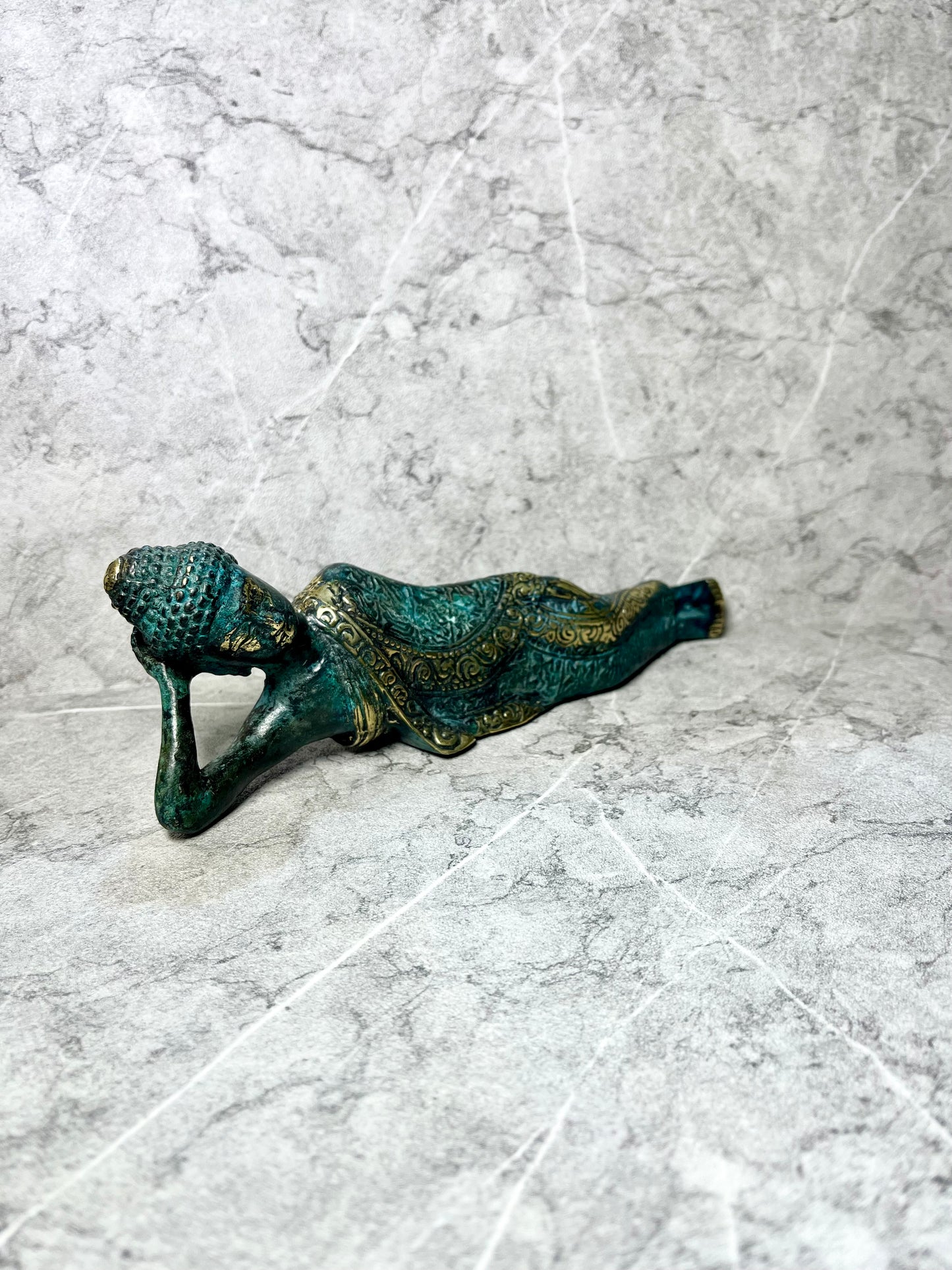 Bronze Sleeping Buddha Figure | Handcrafted Spiritual Décor