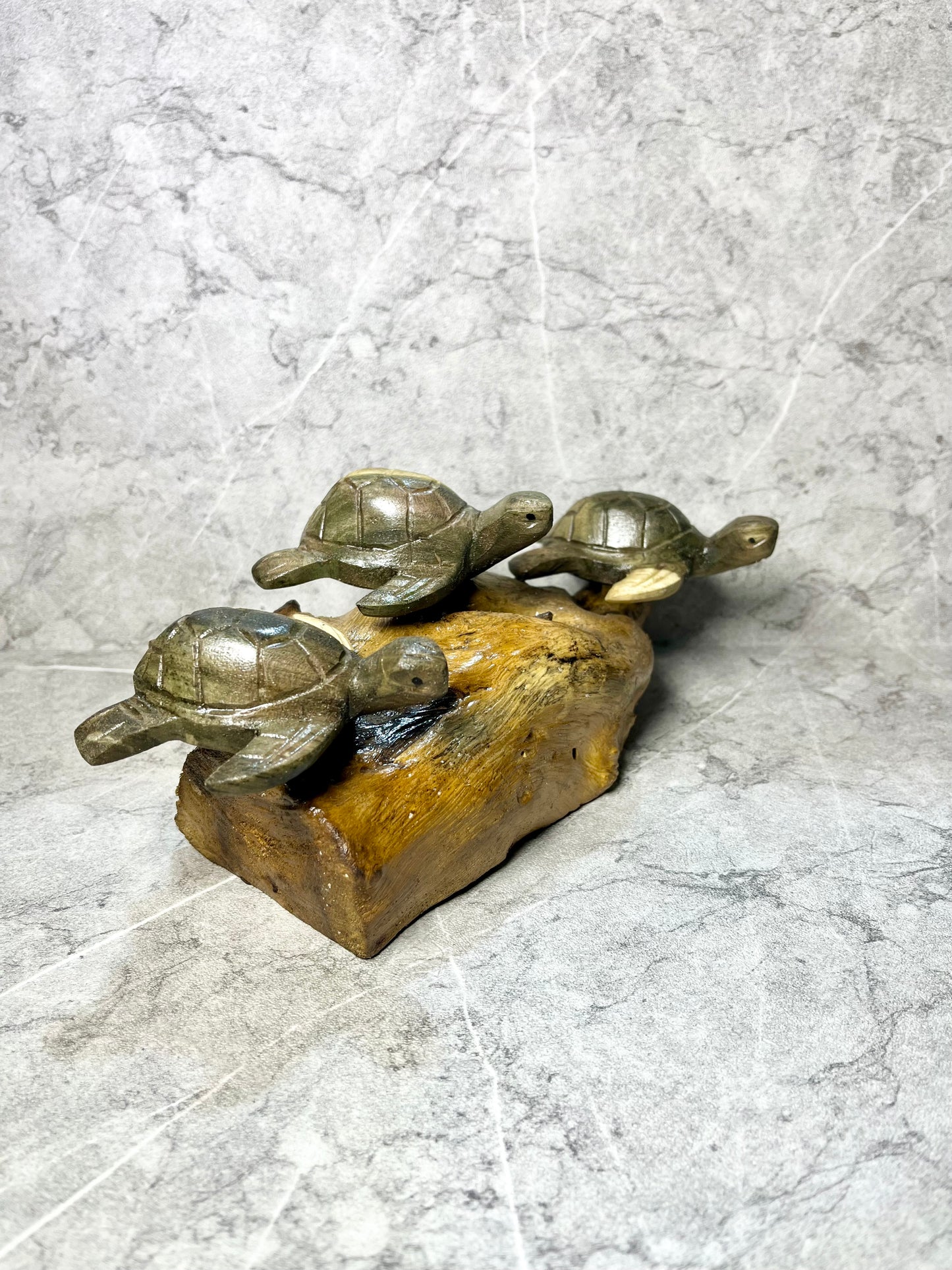 Trio of Tranquility – Wooden 3 Turtles Decoration Figure | Hand-Carved Balinese Art
