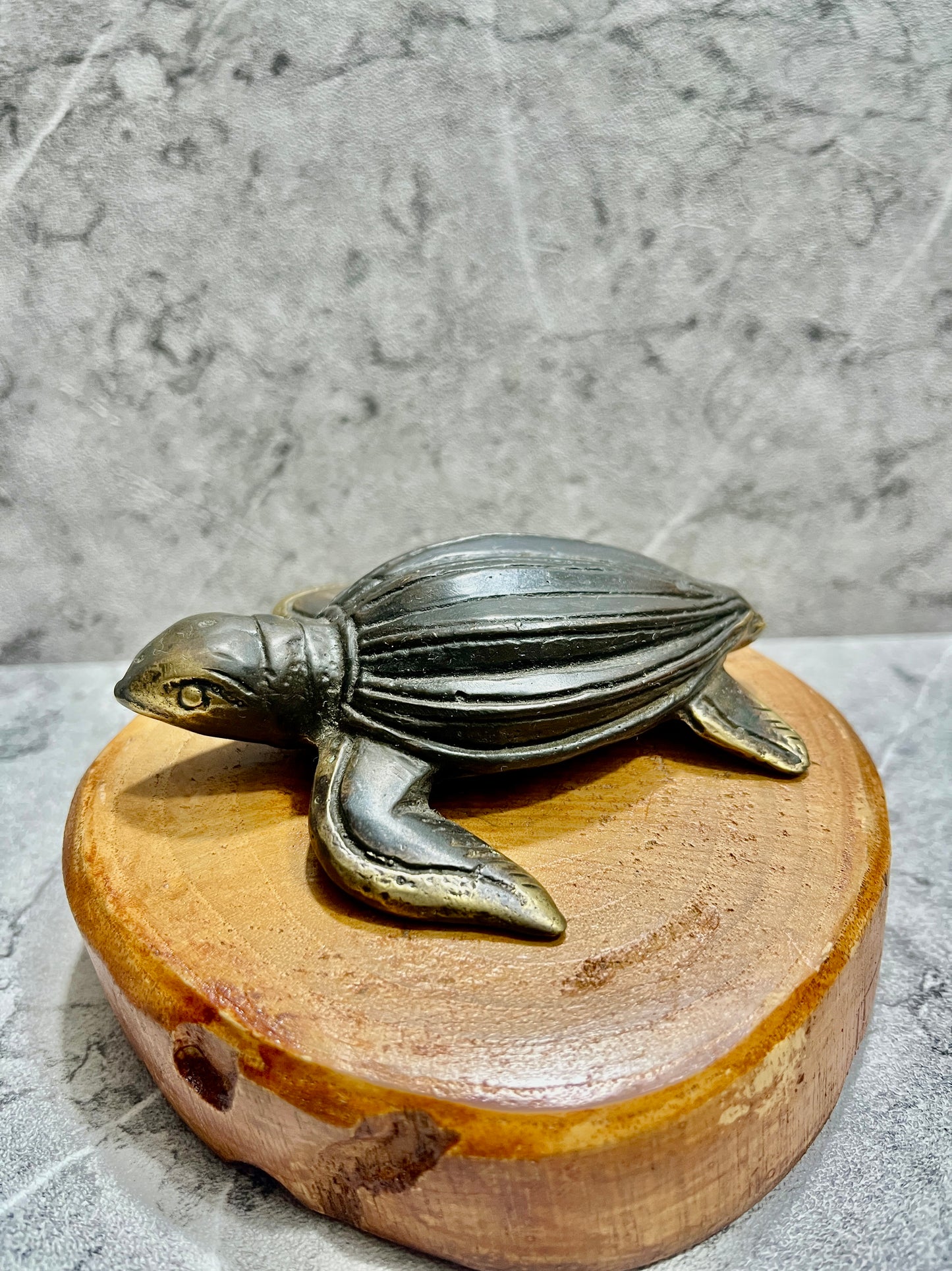 Bronze Leatherback Sea Turtle Figurine: Balinese Ocean Decor