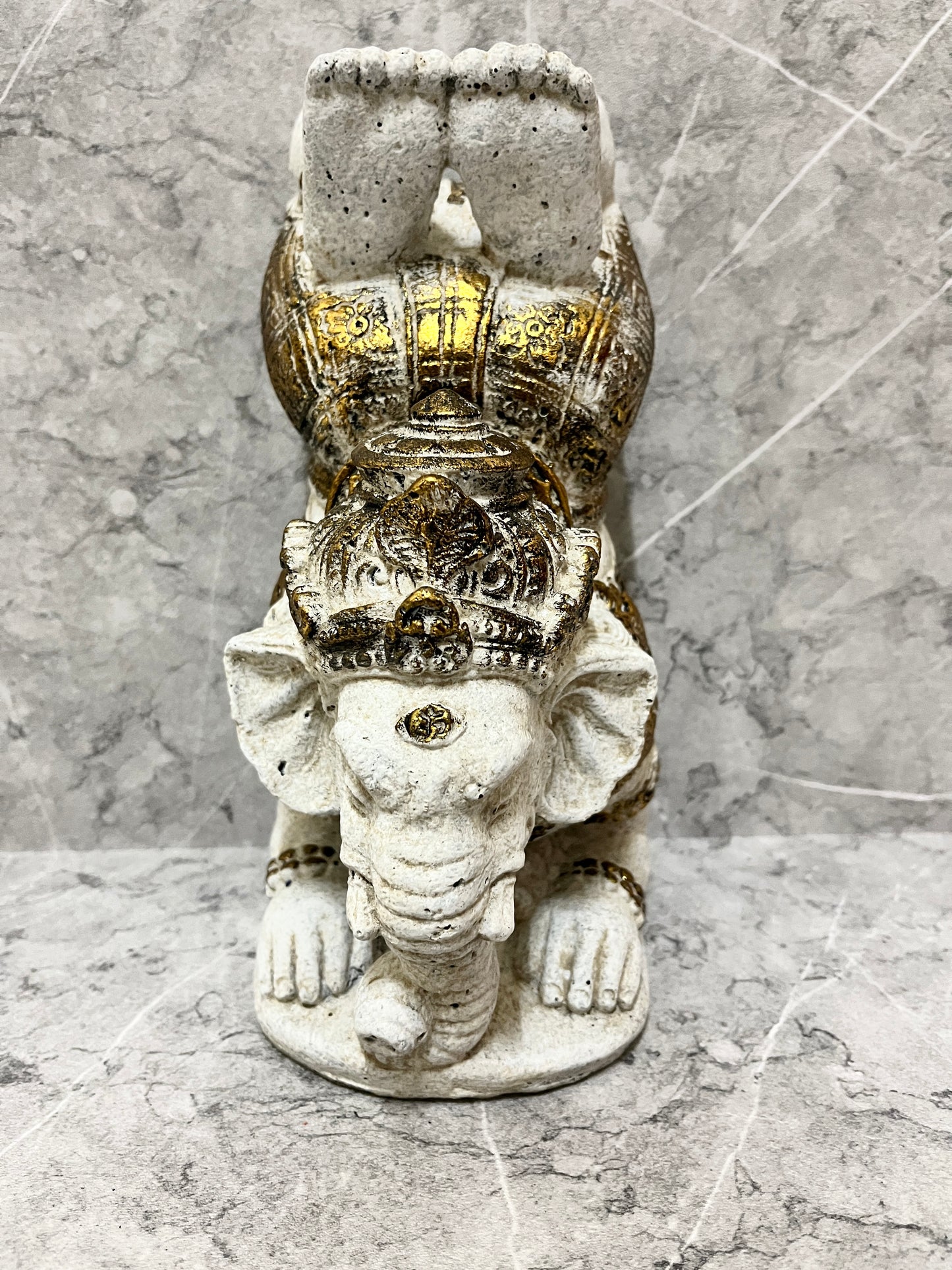 White Ganesha Yoga Statue: Resin Hindu Home Decor (9.4 inches