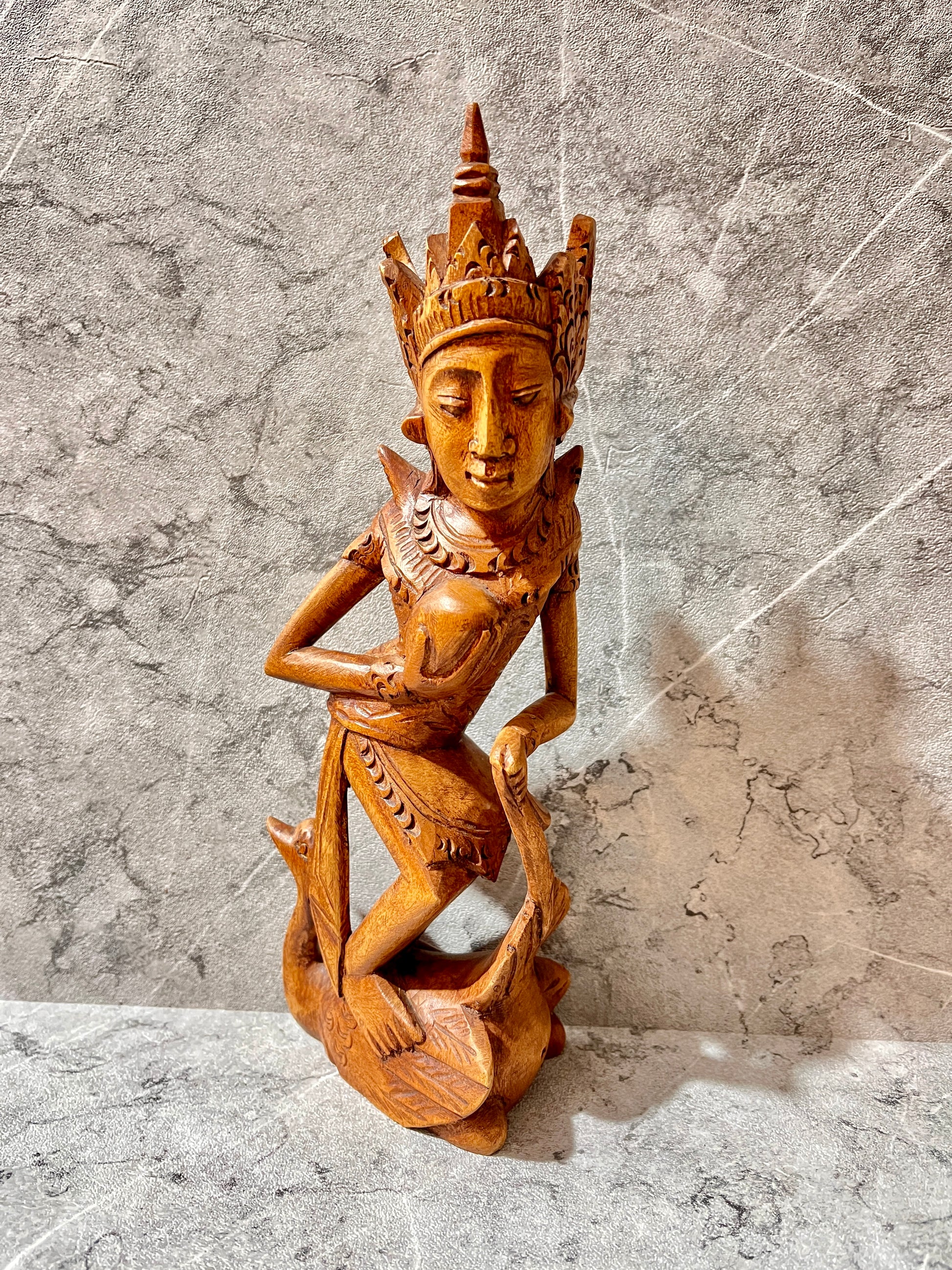 Wooden Balinese Traditional Woman Figure – Hand-Carved Sculpture | Elegant decor, handmade, gift, housewarming, home decor, handmade.