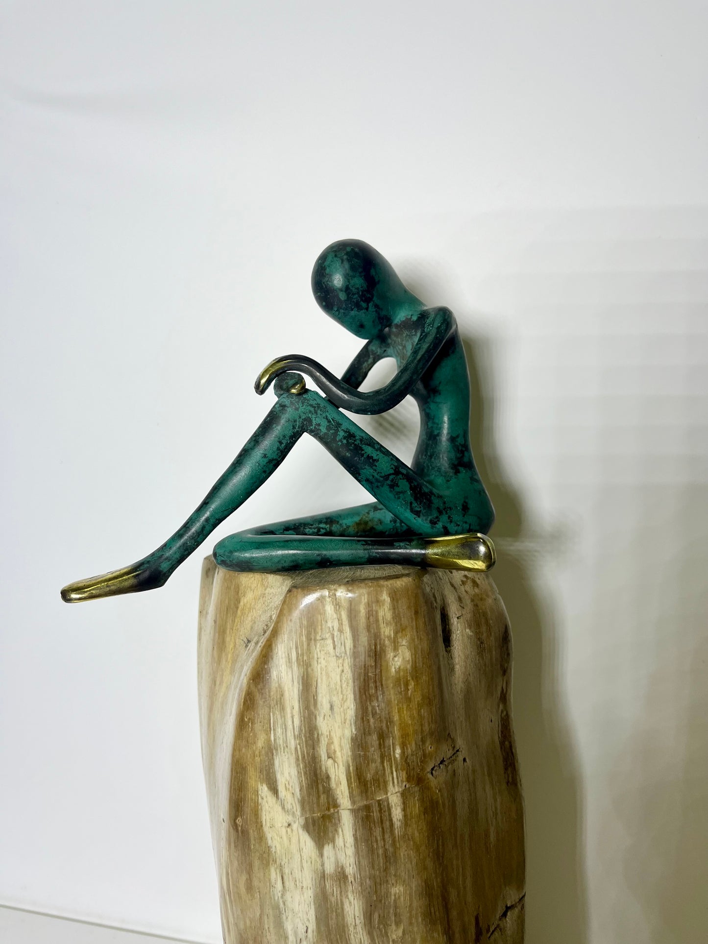 Bronze Abstract Pensive Woman Sculpture | Balinese Handcrafted Art