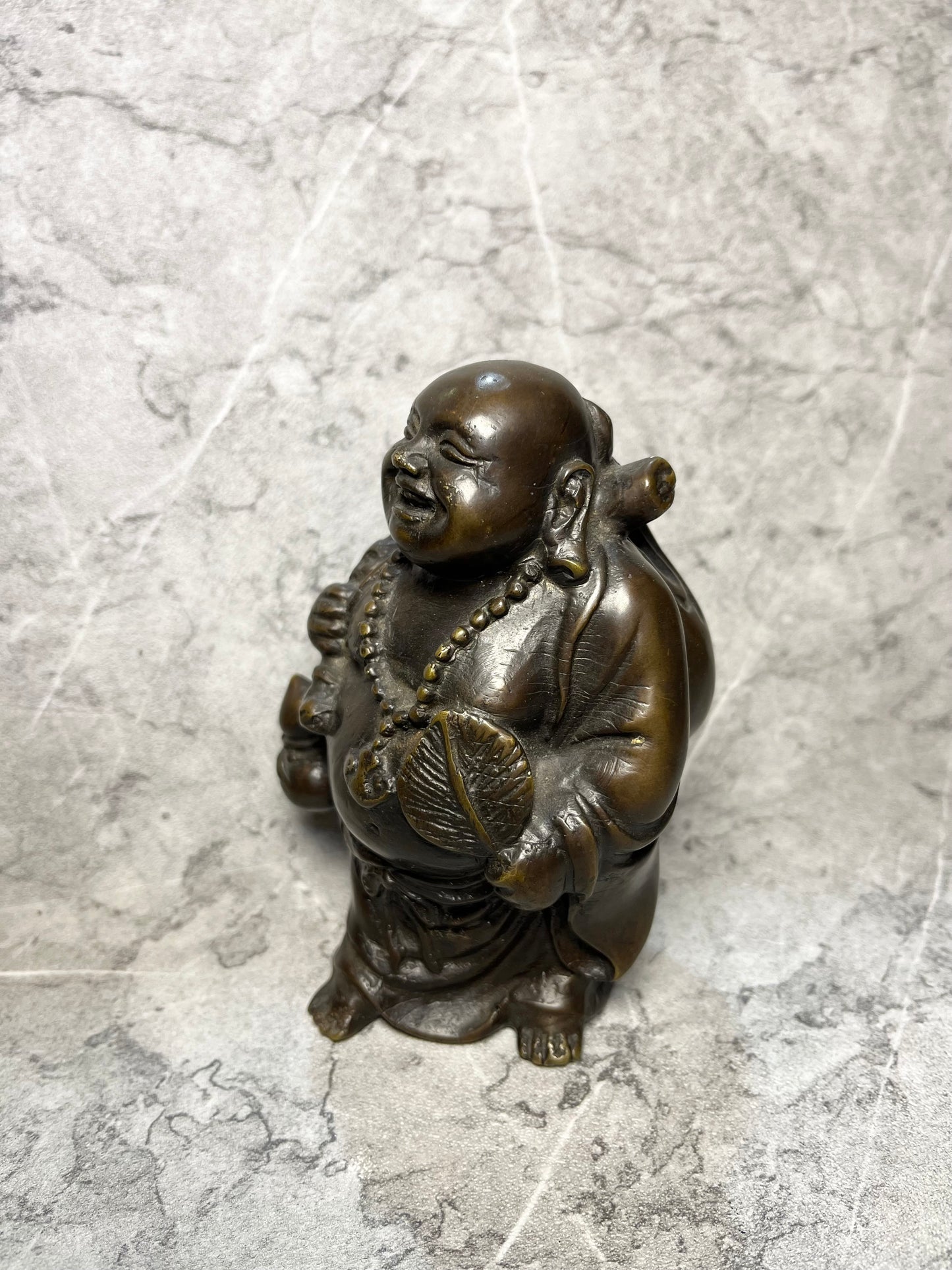 Bronze Monk Figure: Handcrafted Abstract Spiritual Decor