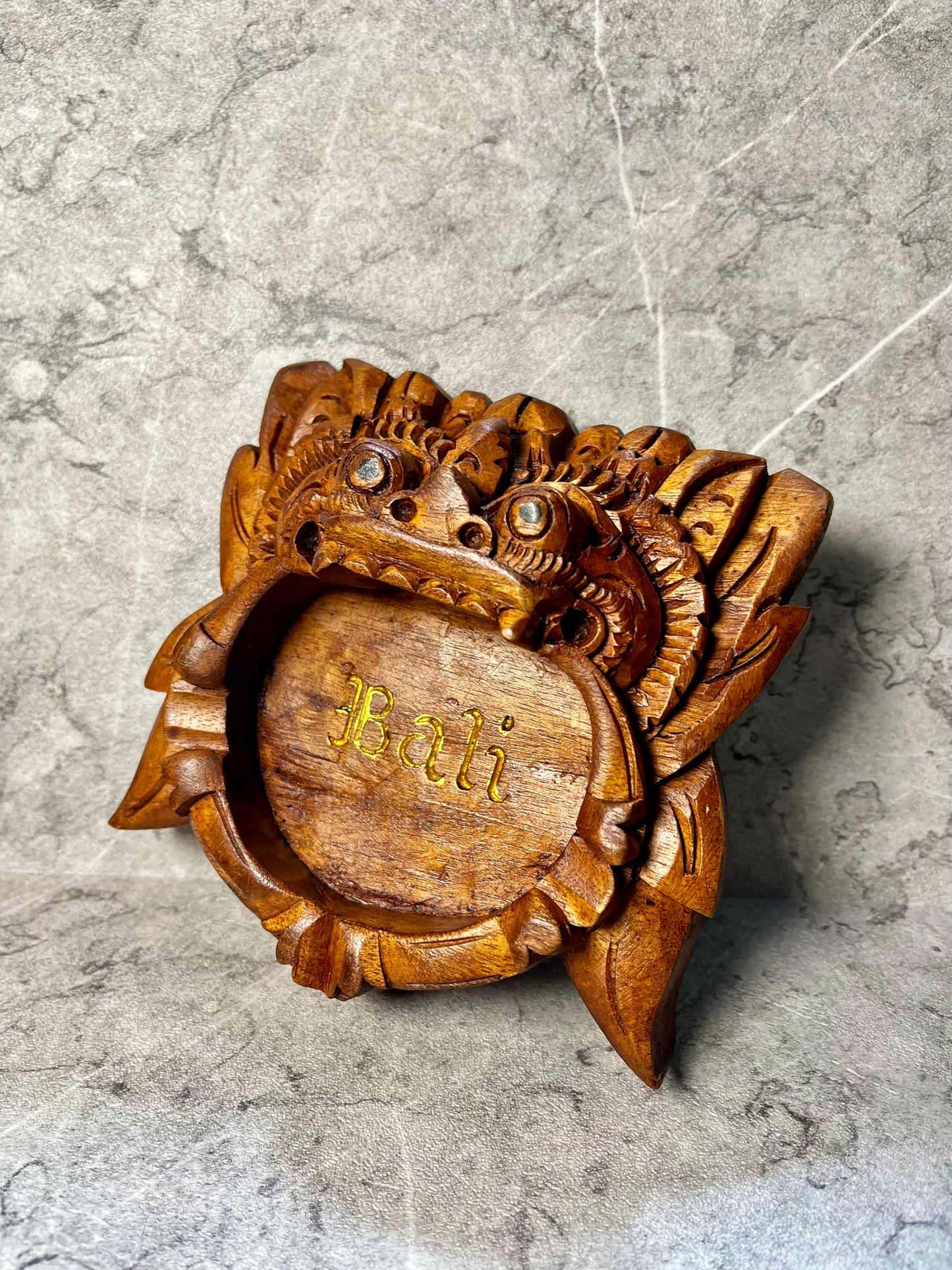 Wooden Balinese Barong Cigarette Ashtray