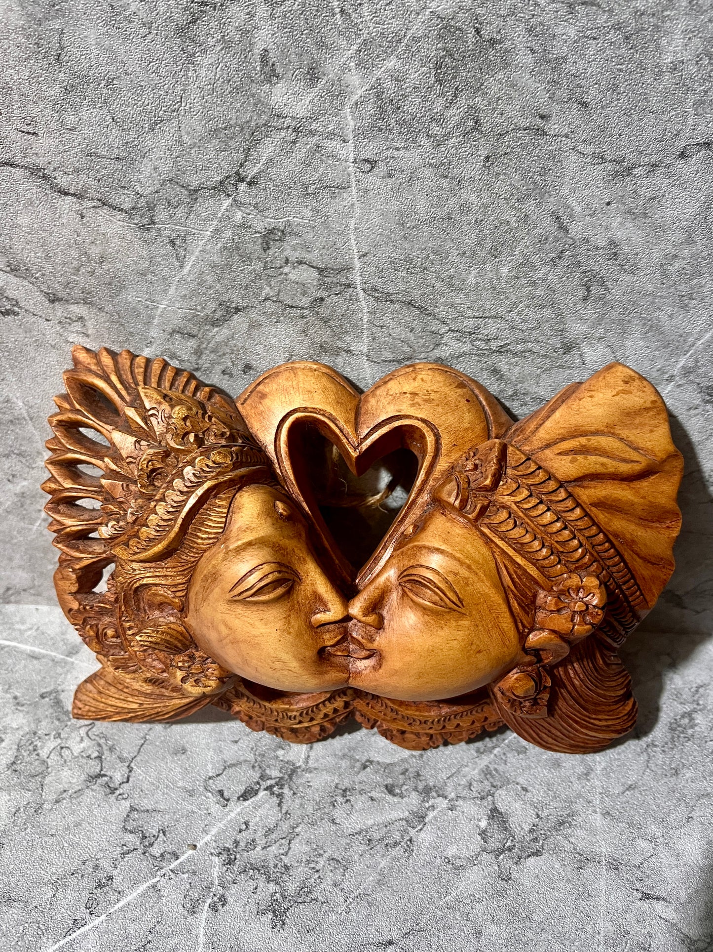 Wooden Rama & Sita Sculpture – Hand-Carved Balinese Wall Art | Hanging Hindu Decor