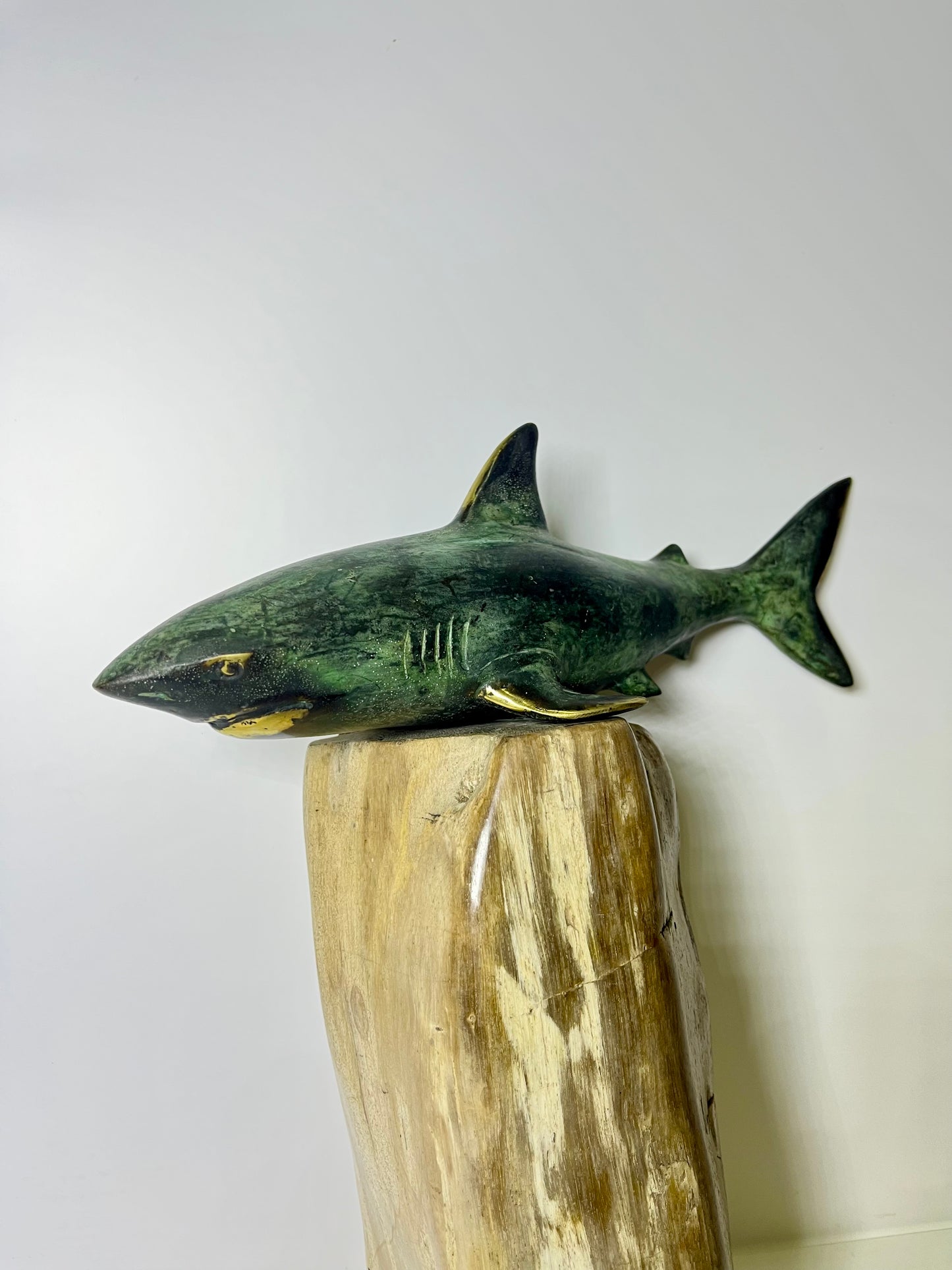 Ocean Sentinel – Handmade Bronze Shark Figure | Balinese Marine Art Sculpture