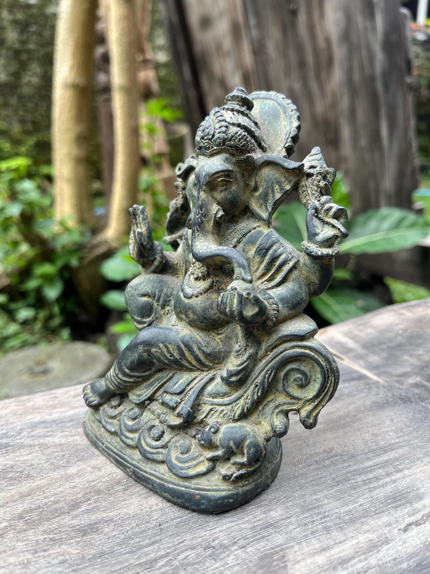 Handmade Resin Ganesha Statue: Balinese Spiritual Decor (6.3 inches)