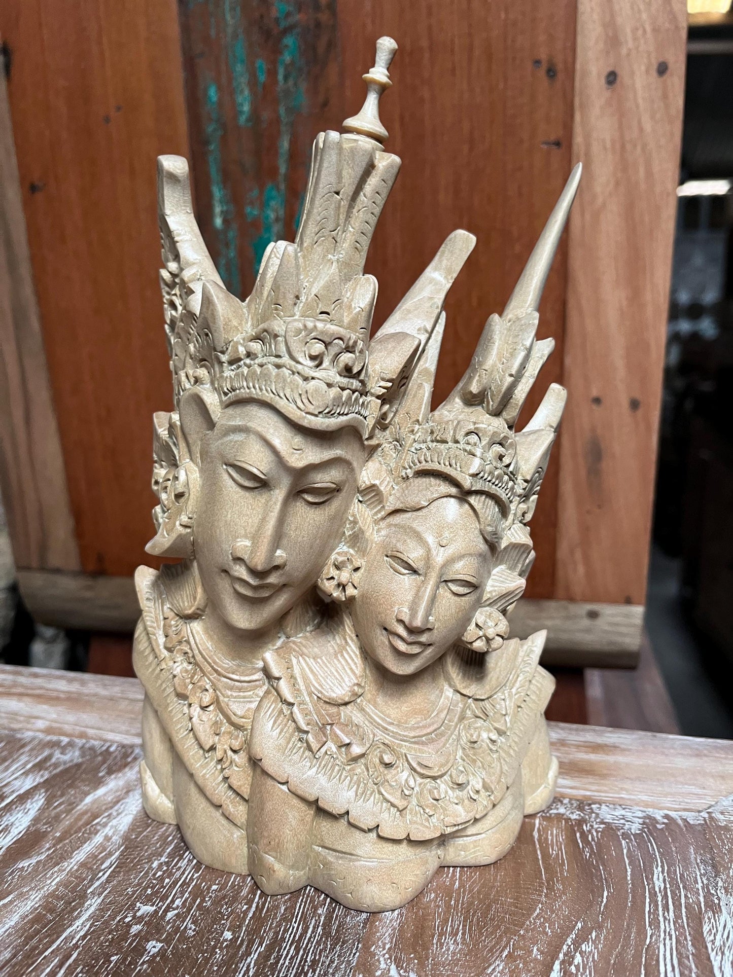 Rama and Sita wooden Sculpture