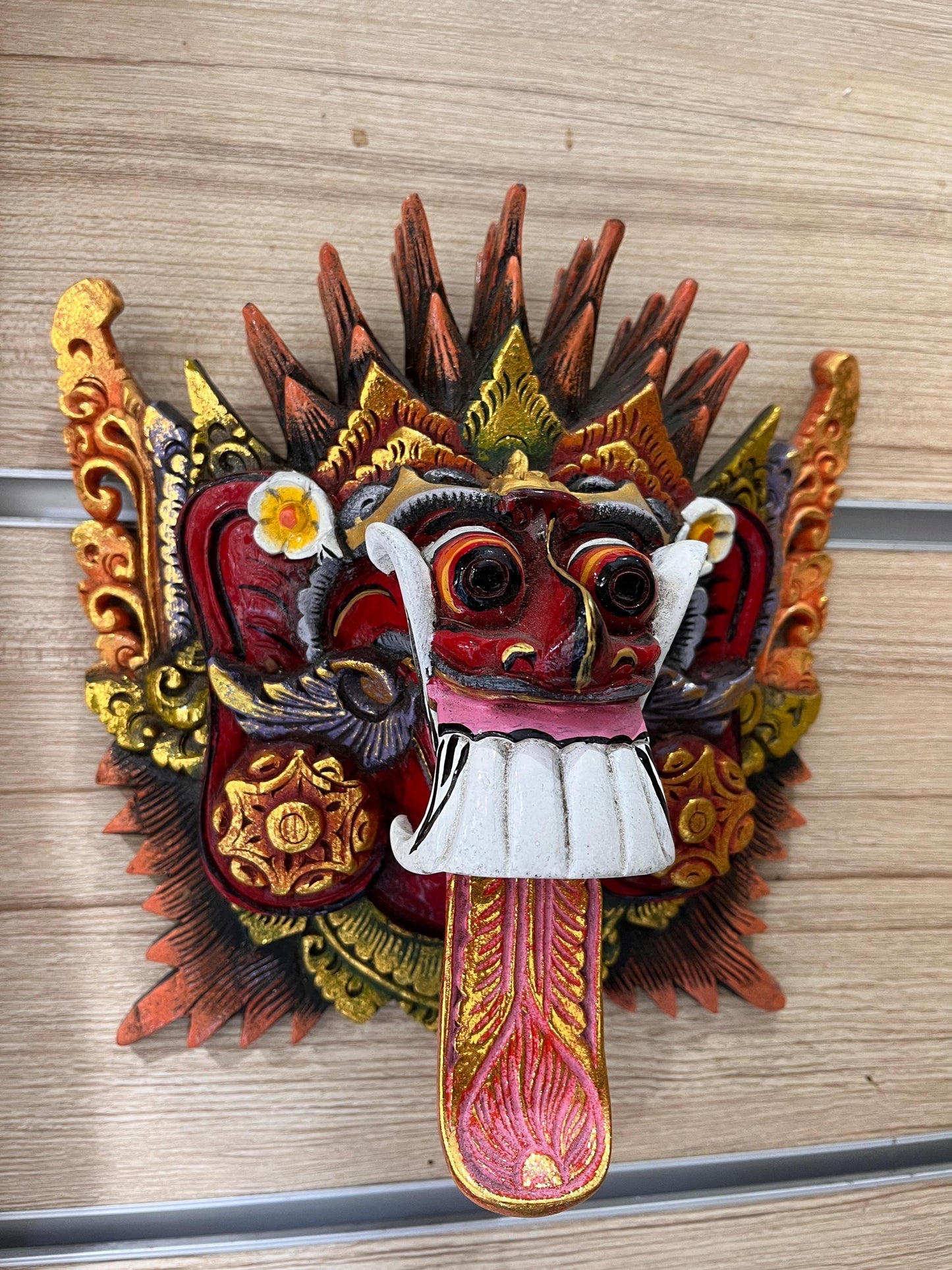 Wooden Balinese Rangda Mask – Handcrafted Wall Sculpture | Guardian Spirit of Balinese, housewarming, home decor, gift, handmade.
