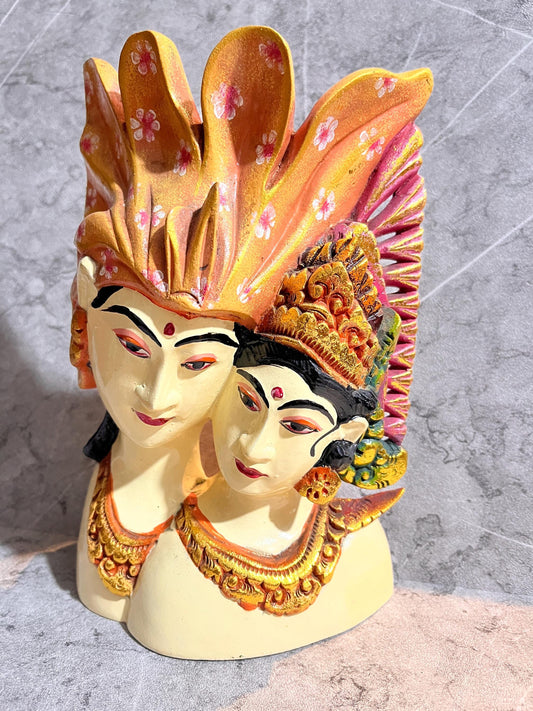Wooden Balinese Rama and Sita Sculpture – Handcrafted Hindu Art Decoration, housewarming, home decor, gift, handmade, love.