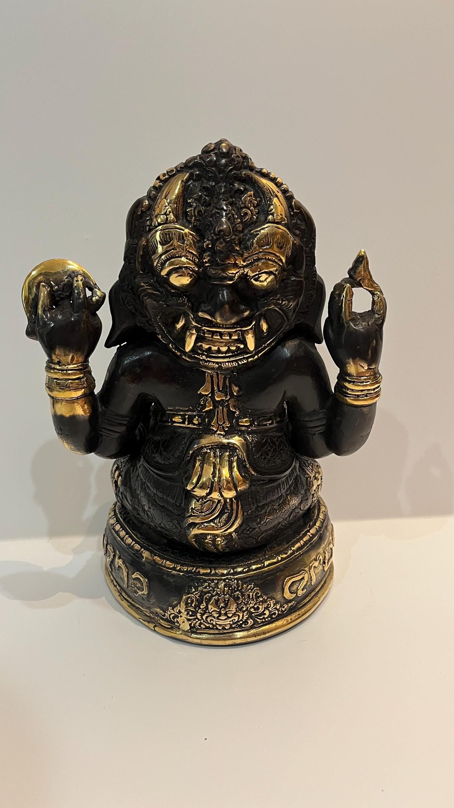 Handmade Bronze Ganesha Statue: Balinese Black and Gold Sculpture