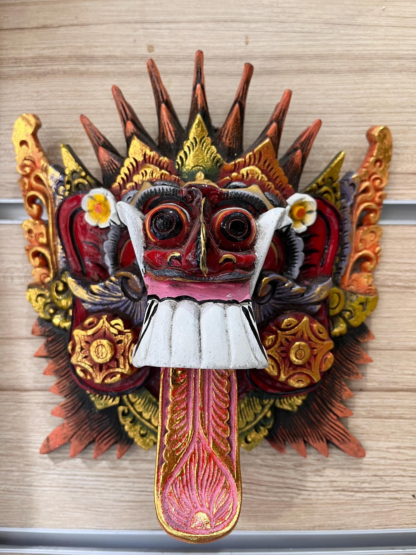 Wooden Balinese Rangda Mask – Handcrafted Wall Sculpture | Guardian Spirit of Balinese, housewarming, home decor, gift, handmade.