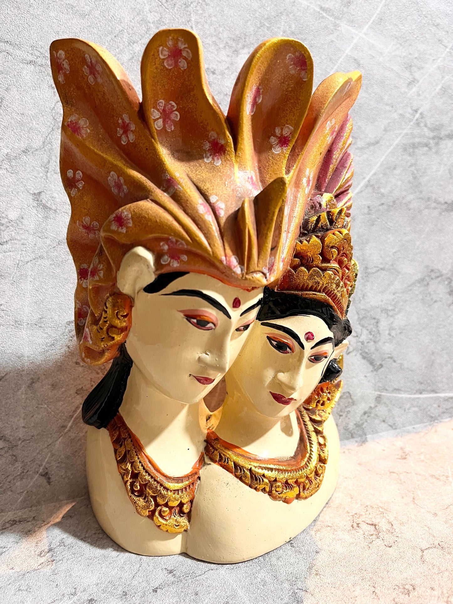 Wooden Balinese Rama and Sita Sculpture – Handcrafted Hindu Art Decoration, housewarming, home decor, gift, handmade, love.