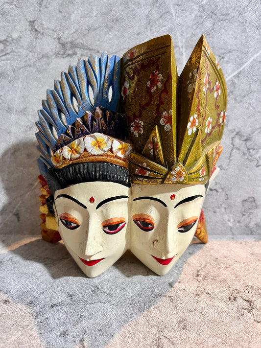 Wooden Balinese Traditional Couple – Hand-Carved Sculpture | Handmade Cultural Décor, housewarming, home decor, gift.