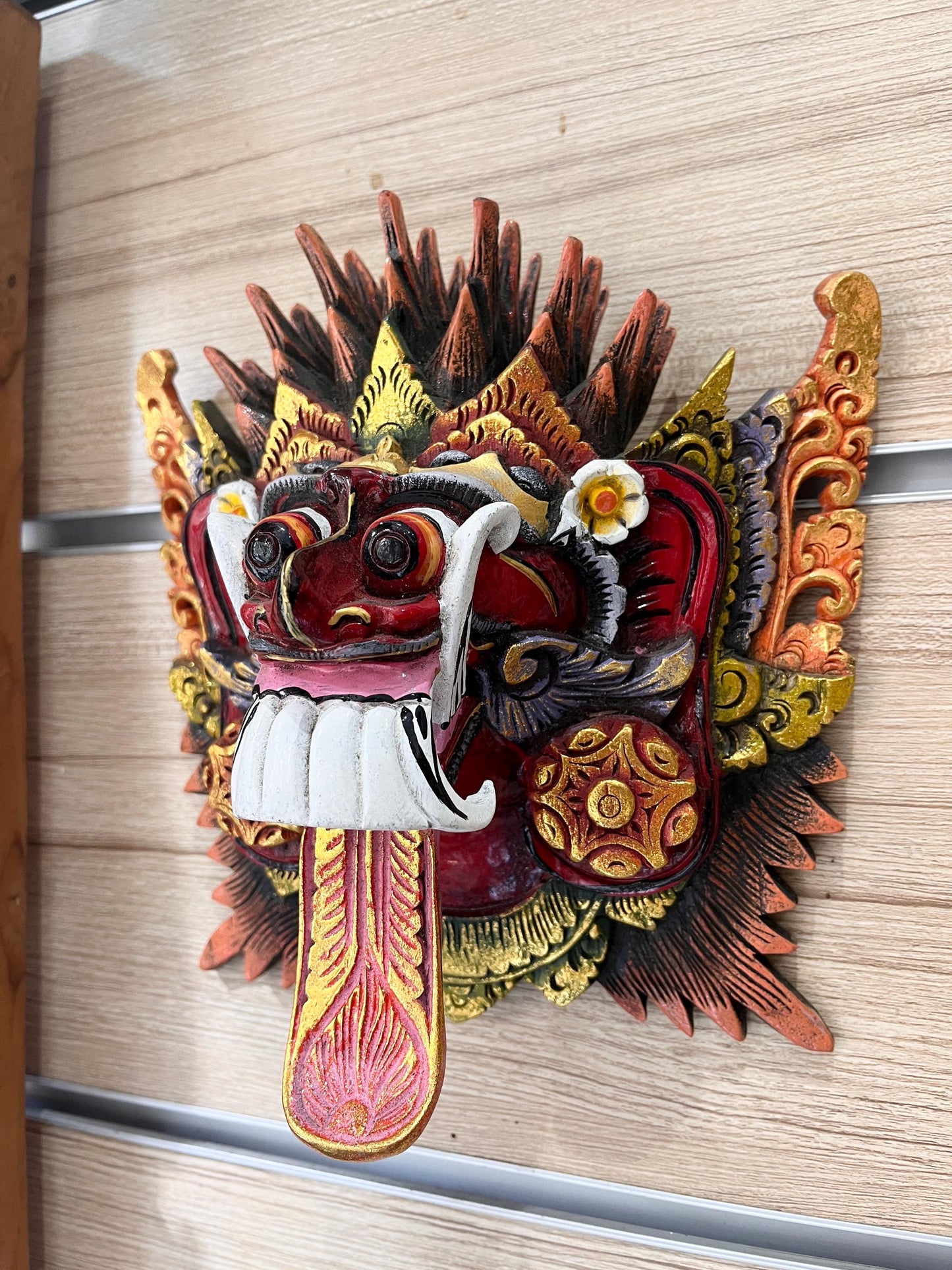 Wooden Balinese Rangda Mask – Handcrafted Wall Sculpture | Guardian Spirit of Balinese, housewarming, home decor, gift, handmade.