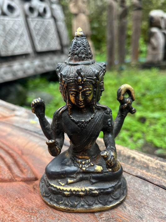 Balinese Bronze Brahma Figure | Handcrafted Hindu Deity Sculpture