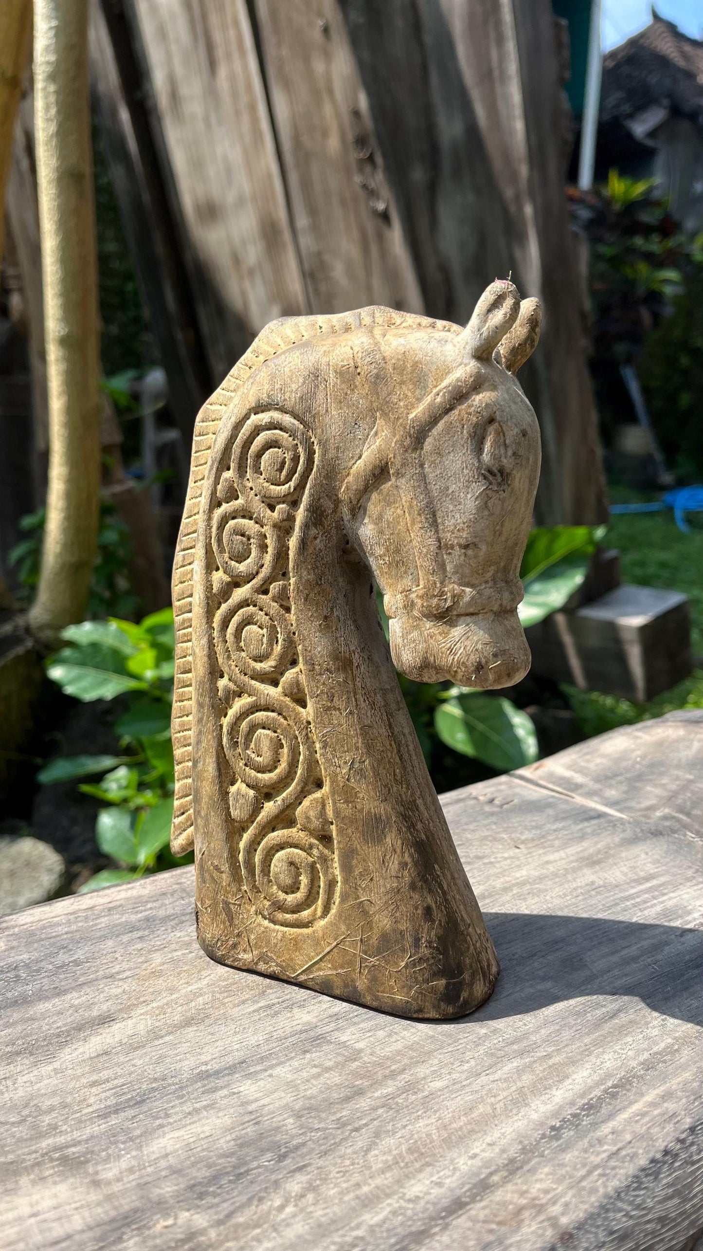 Hand-Carved Wooden Horse – Artisan Home Decor Sculpture (7.8 inches)